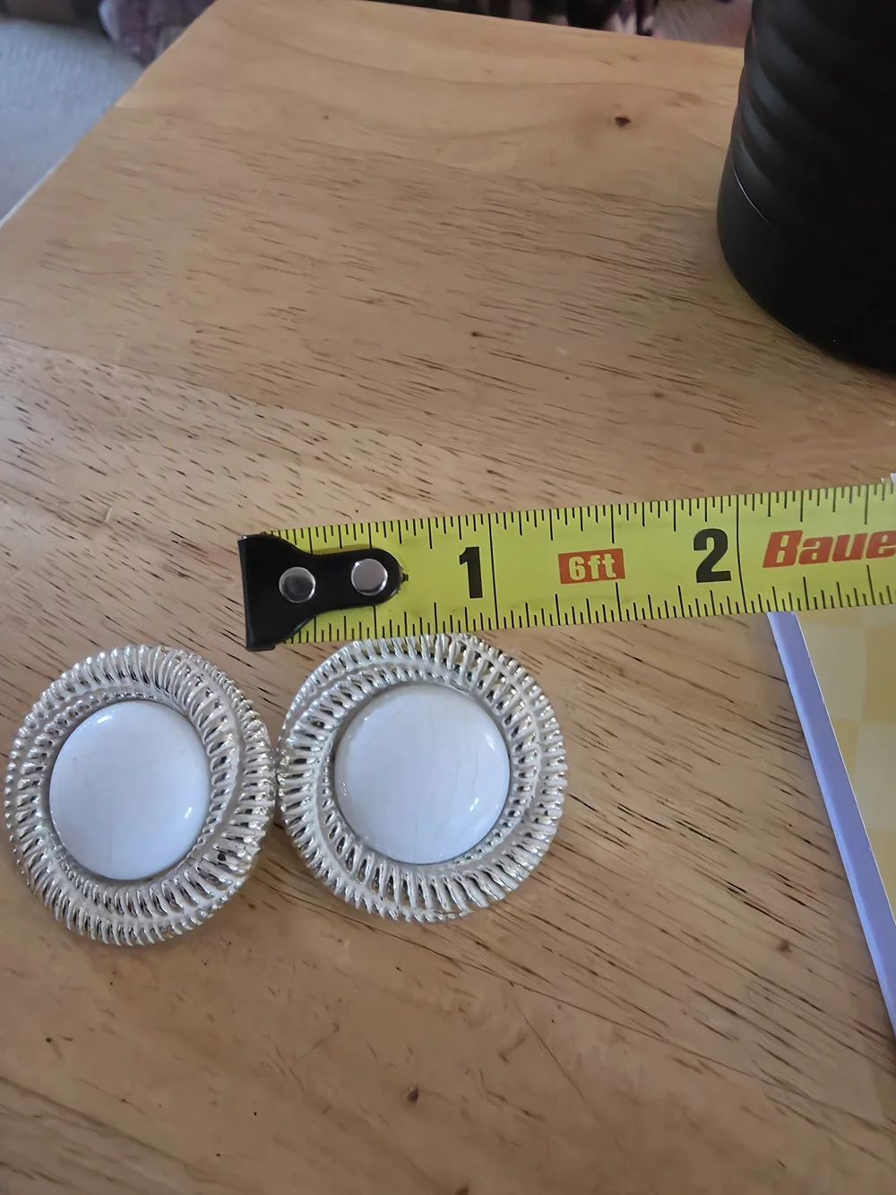 White Stone Silver-Tone Round Clip-On Earrings - Women Jewelry